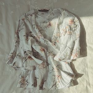 Zara Floral Wrap Blouse